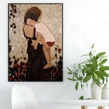 Impresiones de arte de pared, imágenes de decoración del hogar, Gustav Klimt, madre sostiene, pinturas de niño, póster de lienzo, decoración de dormitorio 2024 - compra barato