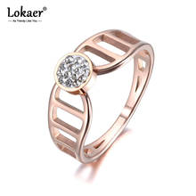 Lokaer-anillos de aniversario de Color oro rosa para mujer y niña, joyería de acero inoxidable con diamantes de imitación de cristal, Anneau R19007 2024 - compra barato