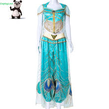 Cosplaylove feito sob encomenda aladdin princesa jasmim verde vestido cosplay traje para a menina feminino halloween festa de natal 2024 - compre barato