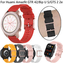 Pulseira para huami amazfit gts 2e 20mm pulseira de relógio inteligente para amazfit gtr 42mm bip u bip s gts 2 silicone pulseira esporte 2024 - compre barato