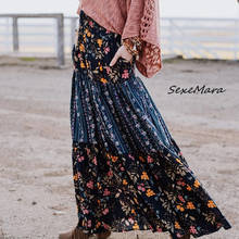 Falda de talla grande para mujer, falda Bohemia Vintage holgada, falda Maxi informal con estampado coreano 2020 2024 - compra barato