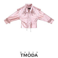 Tmodatrabaltrabalhos jaquetas femininas de couro sintético casacos para mulheres pu motocicleta de outono inverno brilhante rosa casaco de zíper vestuário de motociclista 2024 - compre barato
