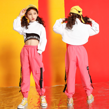 Teenagers Kids Hip Hop Clothing  Set Crop Sweatshirt Tops Pink Green Pants for Girls Dance Costume Ballroom Dancing Clothes Wear 2024 - buy cheap