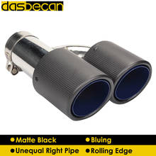 Dasbecan Bluing Car Dual H Model Muffler Exhaust Tips Matte Carbon Fiber Exhaust Unequal Right Pipe Rolling End Tip Universal 2024 - buy cheap