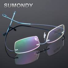 SUMONDY без оправы титановые очки с оправой из сплава рамка для мужчин и женщин квадратные Простые Стеклянные очки прочность рецепт оправы для глаз UF60 2024 - купить недорого