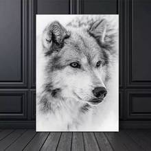 Minimalismo moderno estilo preto e branco legal lobo animal pintura da lona posters e impressões fotos de parede para sala estar decoração 2024 - compre barato