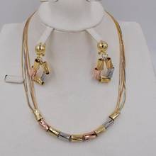 High Quality Dubai 3color Gold color Jewelry Set For Women african beads jewlery fashion necklace set earring jewelry 2024 - buy cheap