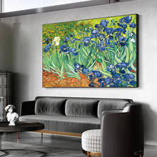 Pinturas en lienzo de flores irisas de Van Gogh, reproducciones en la pared, imágenes decorativas de arte impresivo para sala de estar 2024 - compra barato