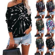 Blusa holgada de manga larga con cuello redondo para mujer, Jersey suave con estampado Tie Dye, ropa para mujer, talla xxxl, 2021 2024 - compra barato