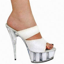 Элегантные модные сандалии 15 см с кристаллами, супер толстые водонепроницаемые Прозрачные Сандалии 2024 - купить недорого