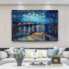 Starry Night Over the Rhone By Van Gogh Canvas Paintings On the Wall Art Posters And Prints Impressionist Art Pictures Cuadros 2024 - buy cheap