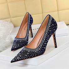 BIGTREE 2022 Spring Rhinestone Women Thin Heels Extreme Sexy High Heels Luxury Crystal Pumps Ladies Party Bridal Designer Shoes 2024 - buy cheap