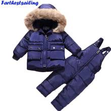 Russia Winter Suit for Children Kids Duck Down Clothing Set Baby Boys Girls Thickening  Suit White Duck Down Jacket + Pants 2PS 2024 - buy cheap