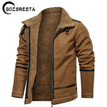 Chaqueta de invierno de marca 2020, chaqueta con cuello de piel de ante de alta calidad para hombre, entretejido abrigo de lana, abrigos cálidos, chaquetas casuales para hombre de motocicleta 2024 - compra barato