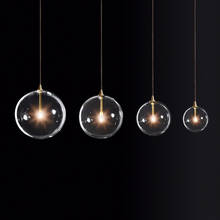 Luminária pendente com globo de vidro, 1 luz led g4 simples, nórdico, de metal, para sala de jantar, serviço, luminária 2024 - compre barato