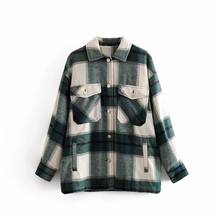 2020 Autumn Winter Plaid Shirt Women Blue Long Coat Jacket Pocket Casual Warm Tops Female Fashion Outwear Overcoat 2024 - buy cheap