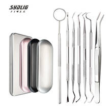 7pc/set Dental Tool Set Stainless Mirror Sickle Tweezer Hoe Dentist Instrument With Box Bag For Oral Hygiene Teeth Whitening Kit 2024 - buy cheap
