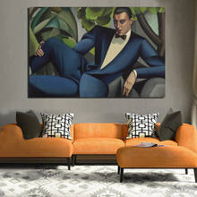 Tamara de Lempicka-Cuadro de pared de hombre azul, lienzo de pintura, carteles impresos, cuadro moderno para decoración del hogar y sala de estar 2024 - compra barato