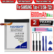 HSABAT 6000 мАч EB-BT230FBE аккумулятор высокой емкости для Samsung Galaxy Tab 4 7,0 7,0 "T230 T231 T235 SM-T230 SM-T231 2024 - купить недорого