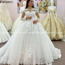 Eeqasn-vestido de novia desmontable 2 en 1, prenda de manga larga con Apliques de encaje, Sexy, Vintage, 2021 2024 - compra barato