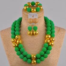 24 inches green nigerian wedding necklace african jewelry set simulated pearl beads FZZ18 2024 - buy cheap