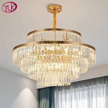 Luxury gold chandelier for living room round crystal light fixtures dining room decor chain cristal lamp large hallway lighting 2024 - buy cheap