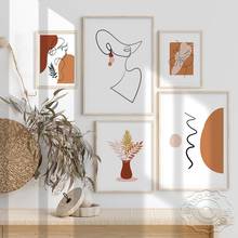 Single Line Face Art Painting Girl Body Back Modern Wall Art Canvas Poster Leaves Abstract Print Nordic Picture Home Decoration 2024 - buy cheap