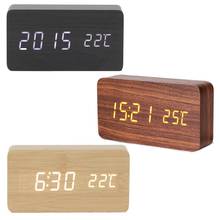LED Wooden Alarm Clock Watch Table Digital Thermometer Wood Despertador Electronic Desktop USB/AAA Powered Clocks Table Decor 2024 - buy cheap