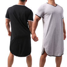 Camisola de algodão para homens, peça única, roupão de dormir, manga curta, pijama confortável, casual, roupas de dormir 2024 - compre barato