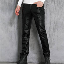 Men Genuine Leather Pants Men's Winter Slim Fashion Sheepskin Casual Fashion Motorcycle Pants Male Locomotive Trousers 2024 - buy cheap