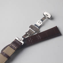 Pulseira de couro genuíno de alta qualidade, pulseiras de relógio 18mm 20mm 22mm, acessórios para homens e mulheres, fecho de borboleta marrom, imperdível 2024 - compre barato