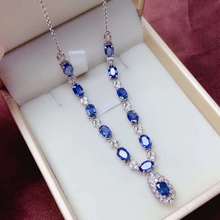 Natural And real Sapphire necklace pendant Free shipping 925 sterling silver Pandant 2023 - buy cheap