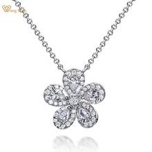 Wong Rain 100% 925 Sterling Silver Flower Created Moissanite Diamonds Gemstone Engagement Romantic Pendant Necklace Fine Jewelry 2024 - buy cheap