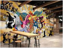Papel pintado con foto 3d, mural personalizado de Hip Hop, baile callejero, Graffiti, música, Bar, decoración, murales 3d, papel tapiz en la sala de estar 2024 - compra barato