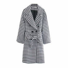 2021 Winter Coat Turn Down Collar Wool Coats Women Fashion Houndstooth Jackets Woman Coat Elegant Double Breasted Coats Female 2024 - buy cheap