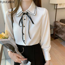 Blusa estilo vintage feminina, camiseta formal elegante com botões e design da coreia, estilo vintage, primavera, 2021 2024 - compre barato