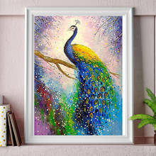 Pintura de diamantes 5D DIY, Kit de punto de cruz de pavo real, bordado de mosaico completo, imagen artística de diamantes de imitación, regalo de decoración del hogar 2024 - compra barato