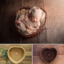Accesorios para fotografía de recién nacido, cesta de ratán tejida a mano en forma de corazón, sofá para posar fotos de bebé, estudio, accesorios para fotografía de bebé 2024 - compra barato