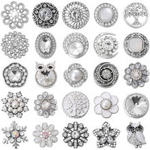 6pcs/lot Snap Button Jewelry White Rhinestone Flower Snap Buttons Fit 18mm Snap Bracelets Bangles DIY Jewelry 2024 - buy cheap