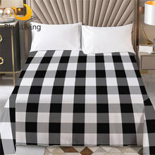 Blessliving tartan folha de cama padrão escocês folha plana chequered colchas 1pc preto branco roupa de cama drap de iluminado rei tamanho 2024 - compre barato