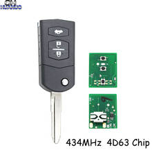 3 botão novo dobrável flip remoto chave do carro inteligente fob keyless entrada 433mhz com 4d63 chip para mazda asas rui m6 sem corte lâmina 2024 - compre barato