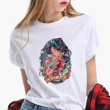 Модные женские футболки в стиле Харадзюку с изображением Алисы в стране чудес, женские футболки в уличном стиле, повседневные белые футболки, футболки, топы 2024 - купить недорого