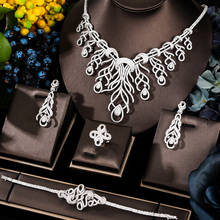 Godki-conjunto de joias de luxo feminino, 4 peças, conjunto com bijuterias de festa de casamento, zircônio cúbico, zircônia cúbica africana indiana, dubai 2024 - compre barato