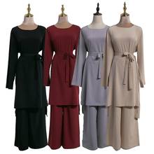 Abaya Dubai Muslim Tops Femme 2 Pieces Pantalon UAE Oman Pakistan Turkish Islamic Clothing Women Sport Hijab Dress Set Dubai New 2024 - buy cheap