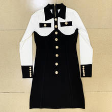 Star-vestido ajustado de punto elástico con botones de León, vestido blanco y negro de alta calidad, O141, novedad de 2021 2024 - compra barato