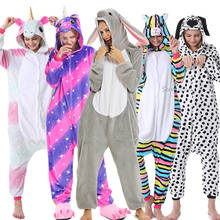 Adults Animal Unicorn Pajamas Winter Sleepwear Kigurumi Cat Panda Rabbit Cat Pyjamas Women Onesies Anime Costumes Jumpsuit 2024 - buy cheap