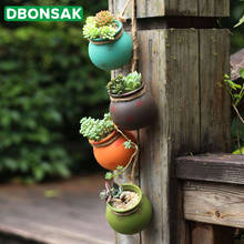 4pcs Wall-mounted Ceramic Flower Pot Hanging Succulent  Flower Pot Cactus Bonsai Planters Container Hemp Rope Garden Decoration 2024 - buy cheap
