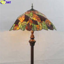 FUMAT Tiffany Style Floor Lamp Bule Green Fallen Leaves Stained Glass Dragonfly Rose Classical Lighting Decoration Art Lights 2024 - buy cheap