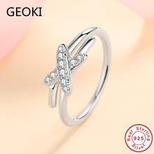 Geoki 925 Sterling Silver 0.2 Ct Pass Diamond Test Perfect Cut D Color VVS1 Micro Moissanite Bow-knot Ring Luxury Party Jewelry 2024 - buy cheap