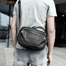 Casual genuine leather men's daily shoulder bag fashion trend high quality natural real cowhide teen double zipper messenger bag 2024 - buy cheap